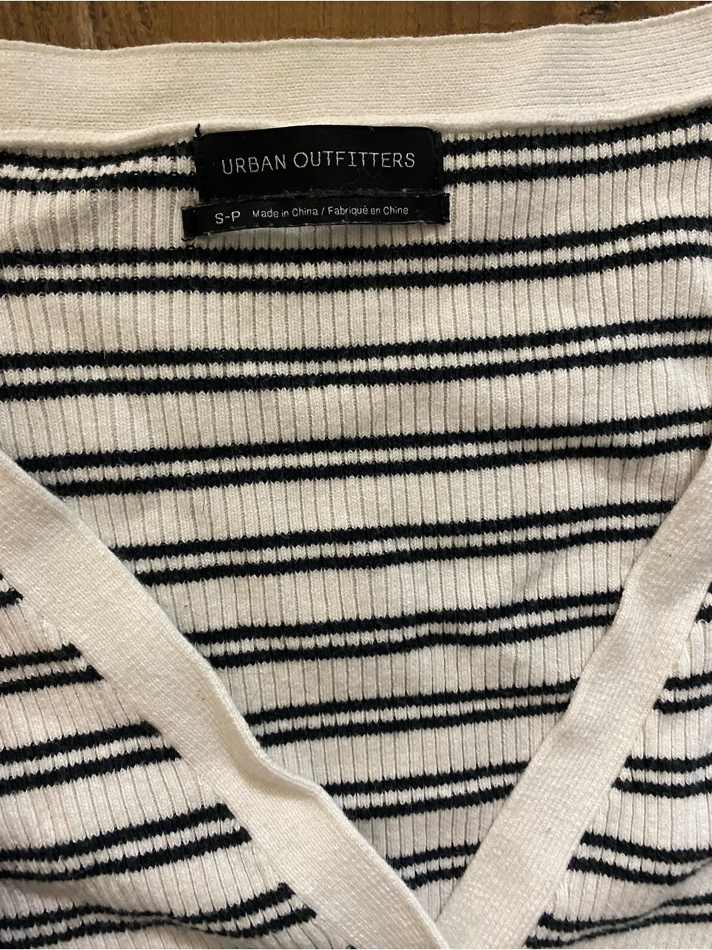 Urban Outfitters Black White Striped Ribbed Cardigan Sweater Size Small Y2K - Picture 5 of 5